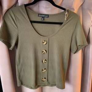 Green Ribbed T Shirt